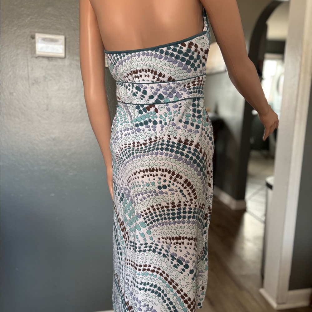 Title Nine Halter Dress - Blue, Brown, White - Picture 3 of 3